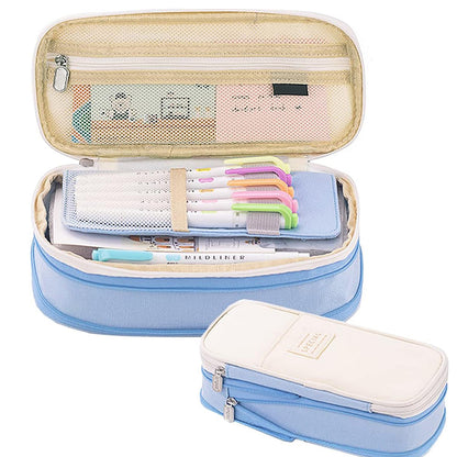 Expandable Zipper Pencil Case-Blue