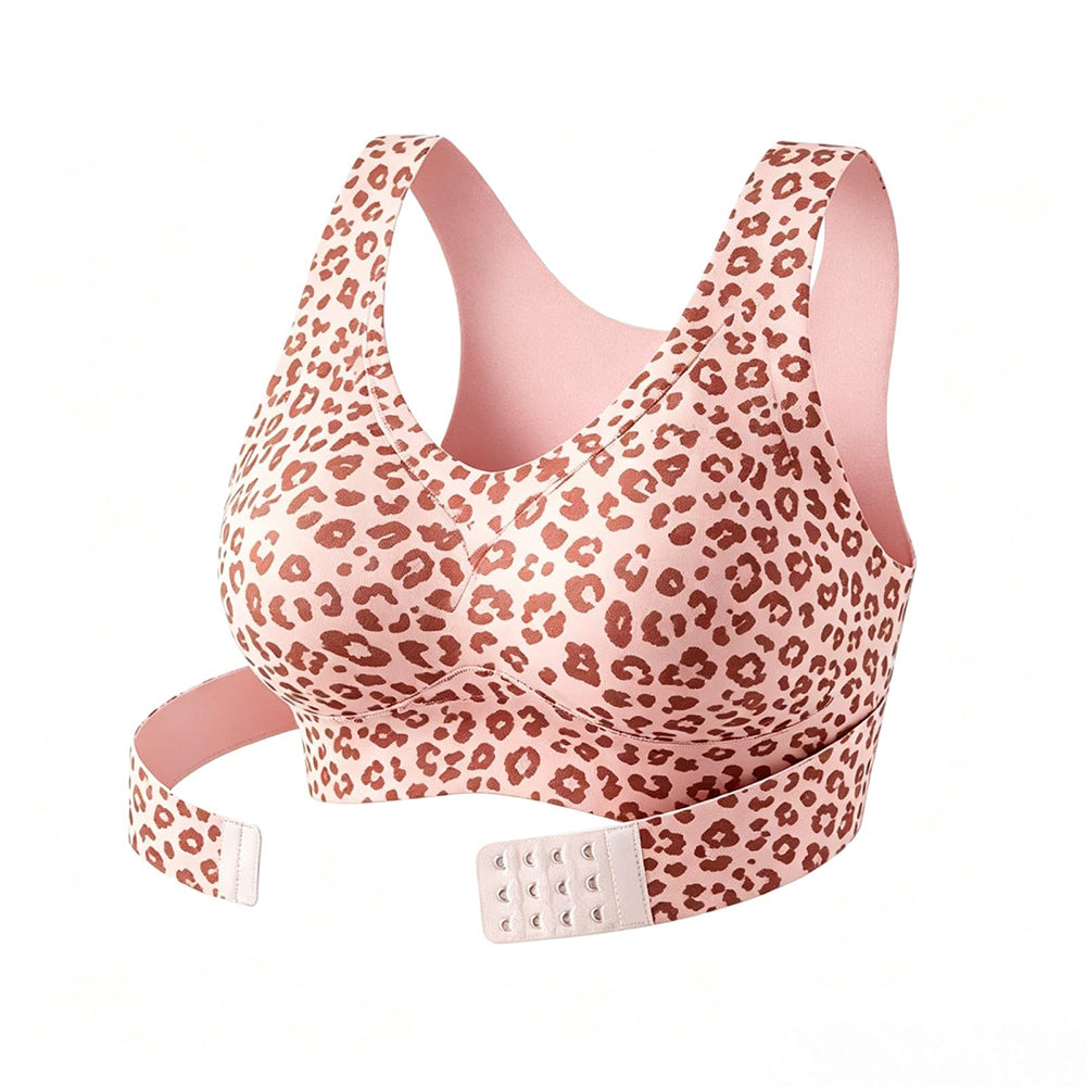 Front Closure Posture Bra Wide Straps Seamless Bra - Pink