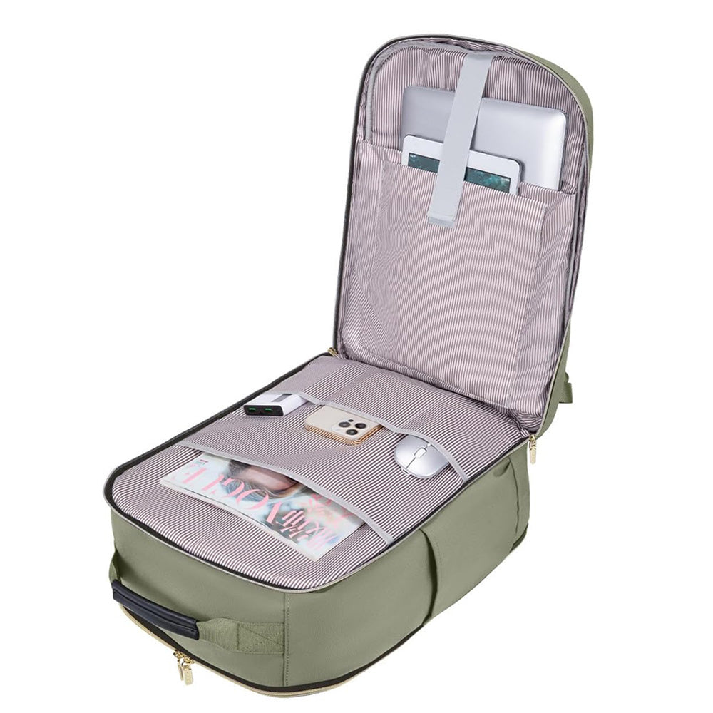 4Pcs Set Travel Luggage Bags 40L Backpack fits 17 inch Laptop with 3 Packing Cubes Green