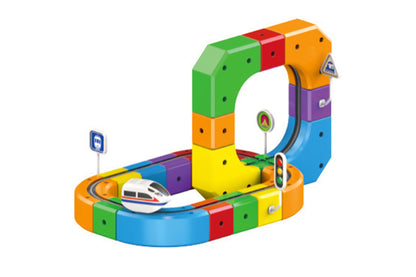 51Pcs Set Building Block Electric Train Set with Upside Down Racing