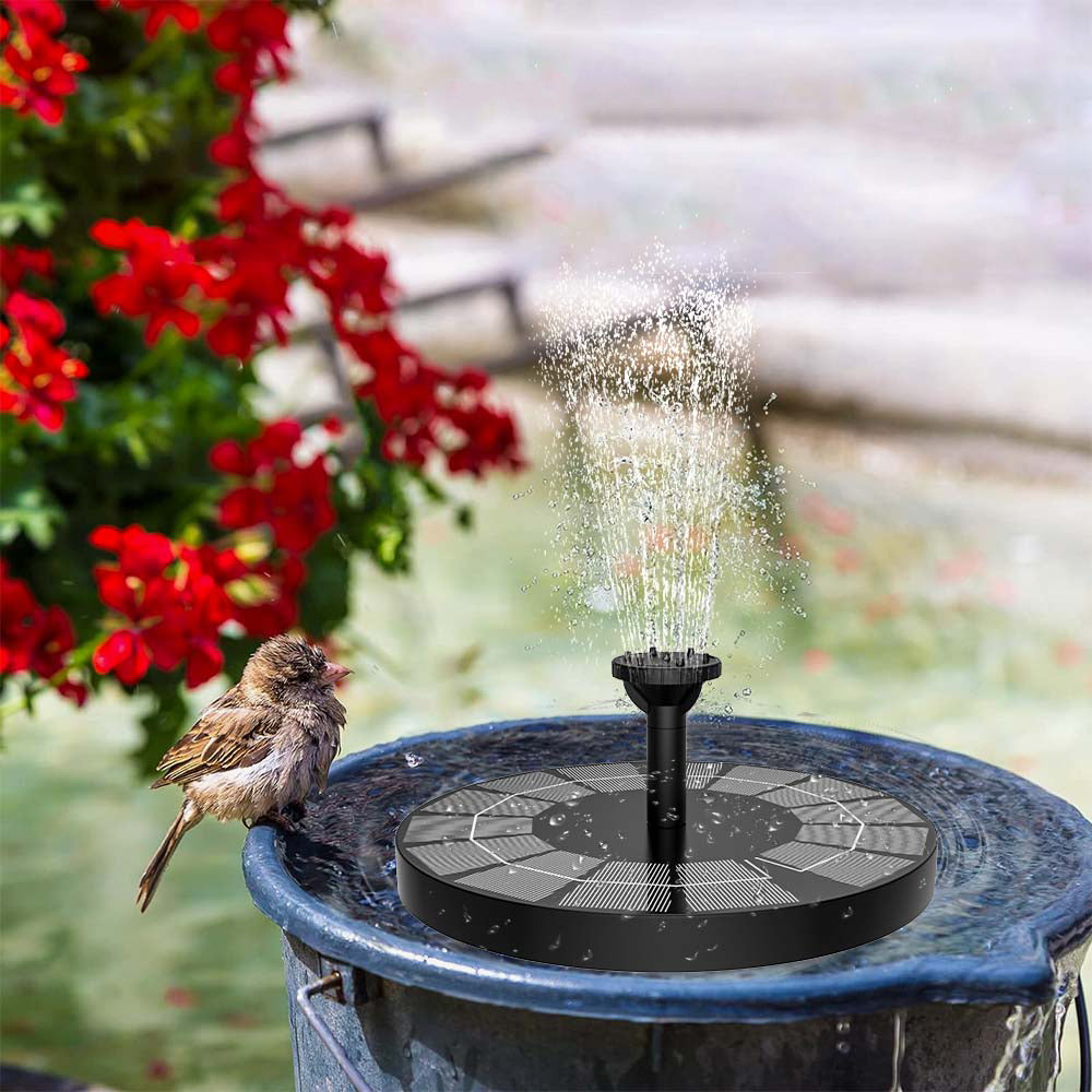 Solar Water Fountain Pump 2.5W with 6 Spray Nozzles for Bird Baths Ponds and Gardens