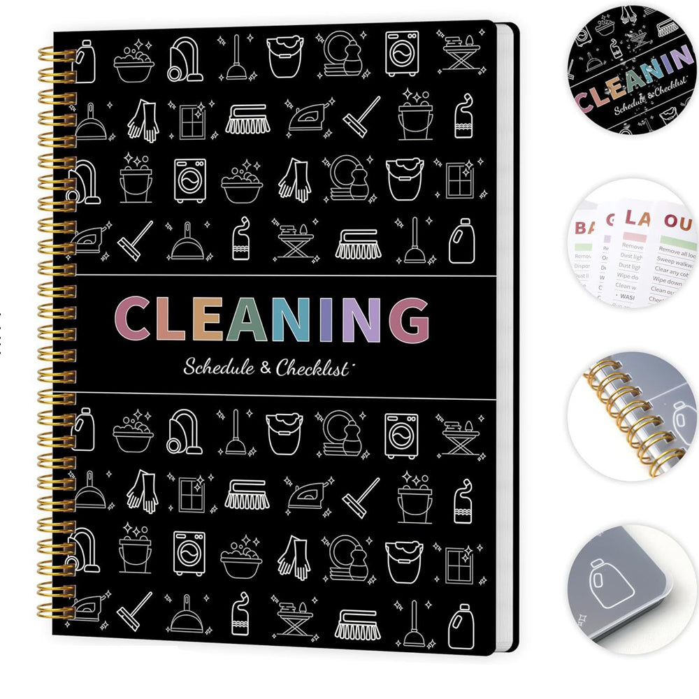 ADHD Cleaning Planner Undated Daily Weekly Monthly Checklist for Adults-Black