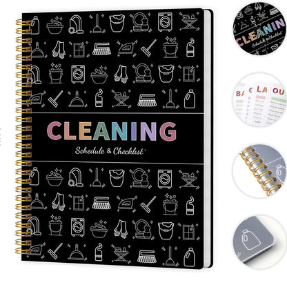 ADHD Cleaning Planner Undated Daily Weekly Monthly Checklist for Adults-Black