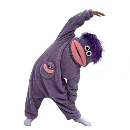 Plush Monster Onesie Pajamas Soft Funny Cartoon Costume Loungewear-Purple