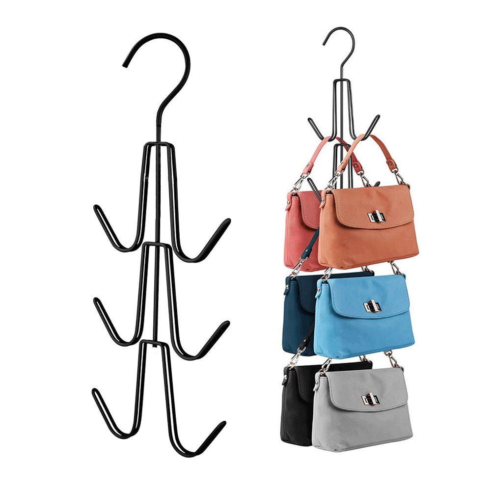 Set of 2Pcs Metal Purse Hanger Organizer for Closet Space Saving Hook Black
