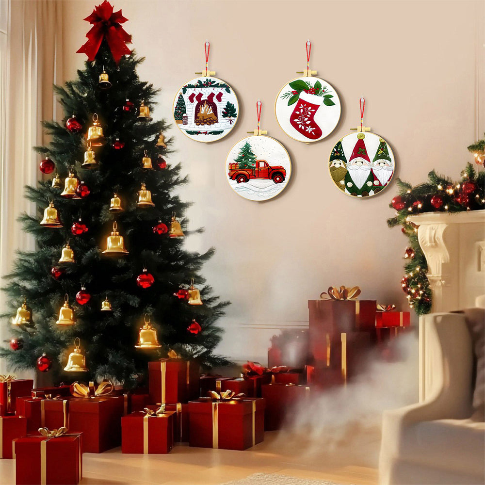 4 Pack Christmas Embroidery Kit For Adults Beginners
