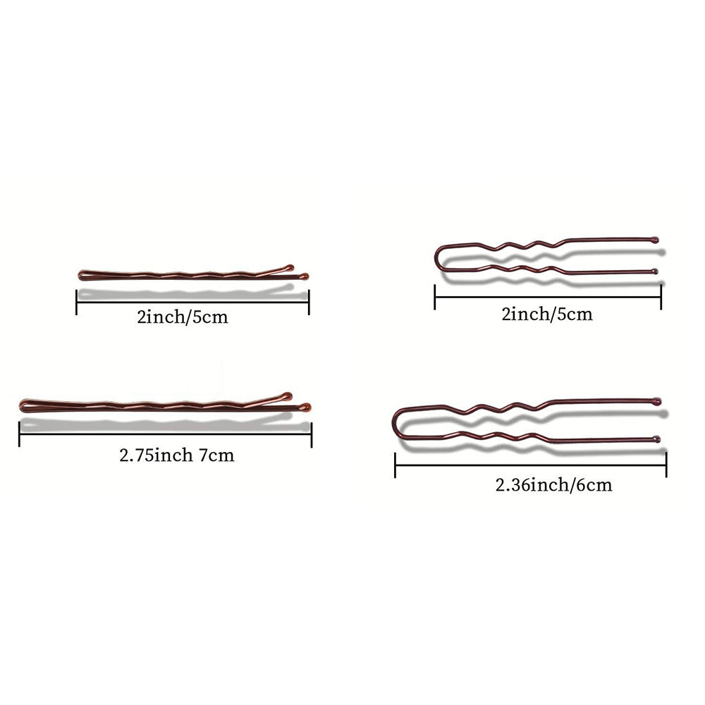 Hair Pins Set with Storage Box Bobby Pins & U Shaped Hair Clips Kit for Bun Updo Styling-Coffee