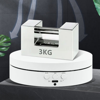 Electric 360 Degree Rotating Display Stand for Jewelry and Photography - White