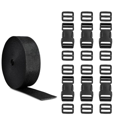 19Pcs Buckle and Strap Kit Nylon Strap with Triglide Clips for Backpack Dog Collar