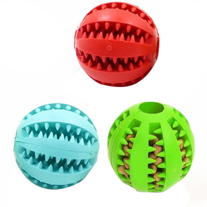 Pet Dog Chew Ball Toy Rubber Teeth Cleaning Bite Ball Puppy Treat Ball