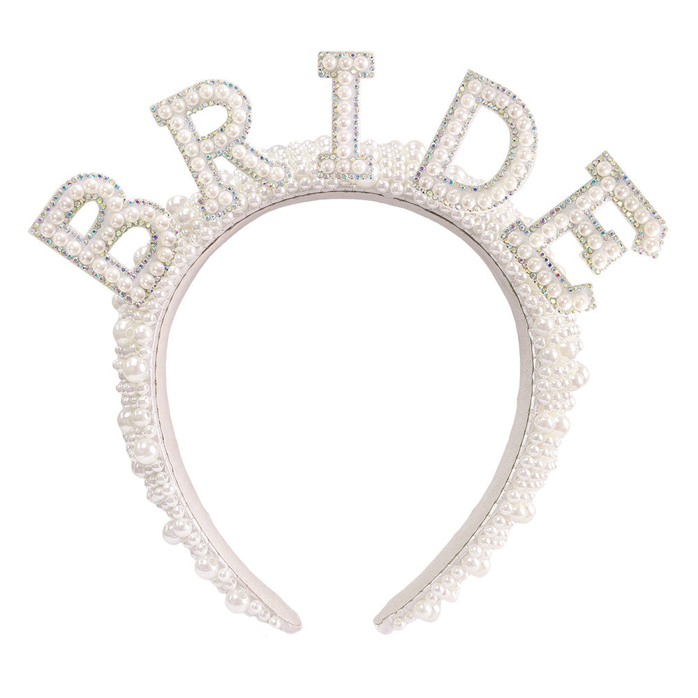 Bride Accessory with Veil Sash and Headband for Bachelorette Party -Iridescent