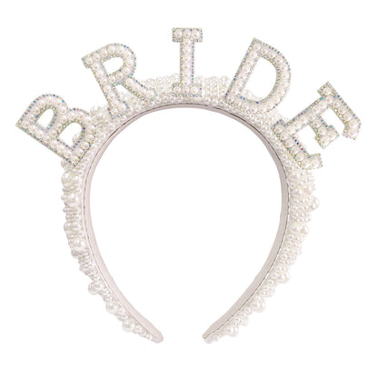 Bride Accessory with Veil Sash and Headband for Bachelorette Party -Iridescent