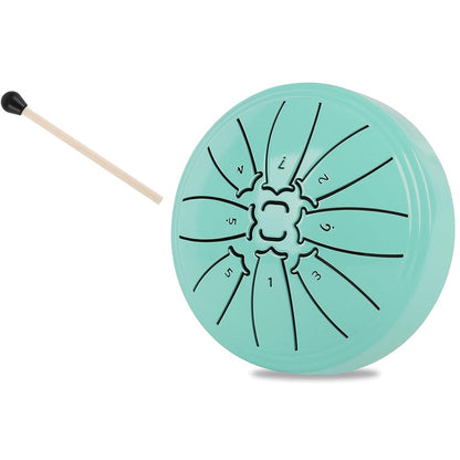 4 Inch Tongue Drum 8-Note Handpan Drum with Drumsticks and Music Book for Early Musical Education Zen Meditation Green