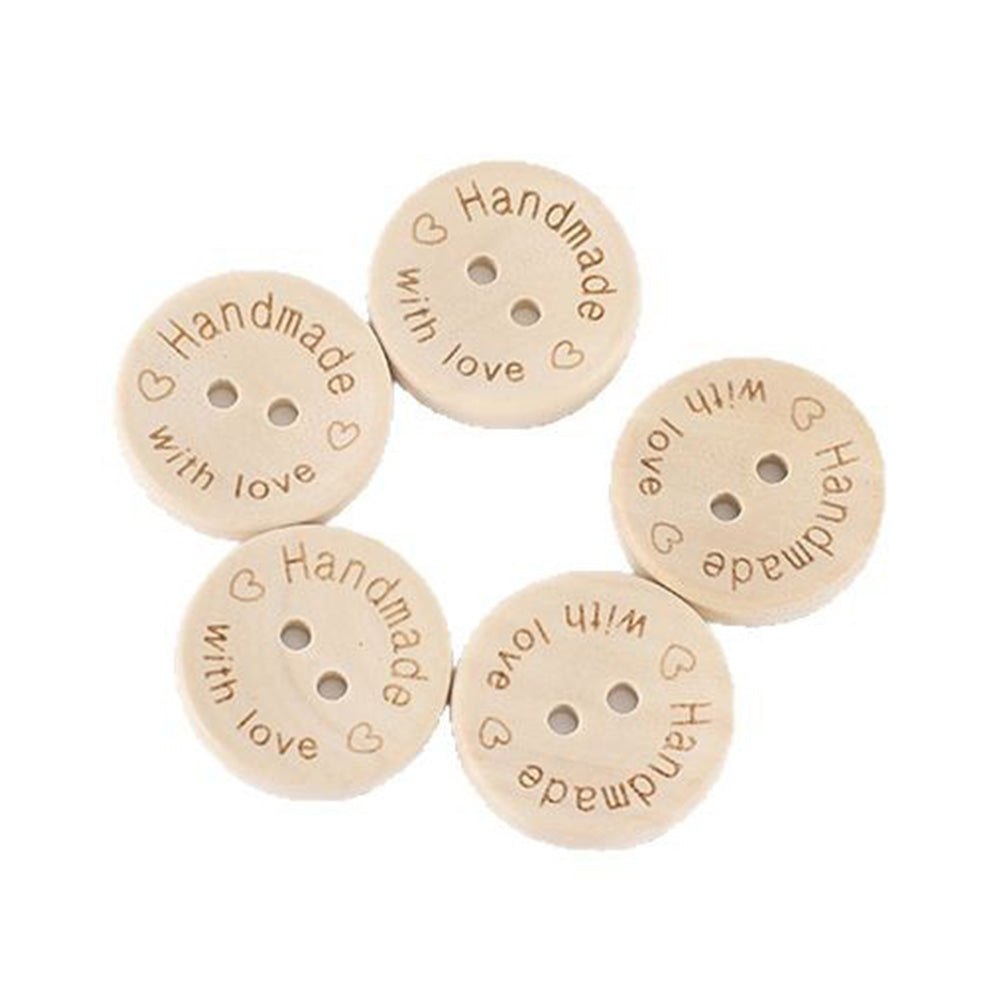 100 PCS Cute Engineered Wooden Buttons Round Shape Buttons for Sewing DIY