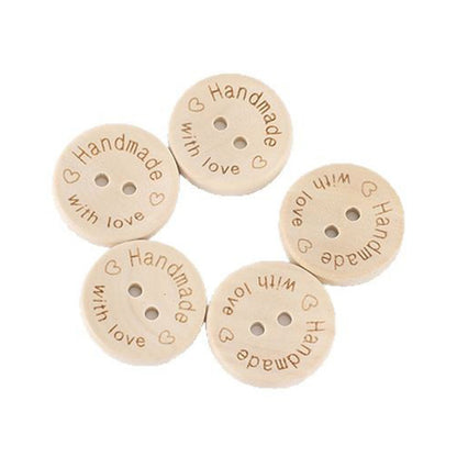 100 PCS Cute Engineered Wooden Buttons Round Shape Buttons for Sewing DIY