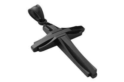 Crucifix Pendant Necklace Titanium Steel Unisex Chain -Black
