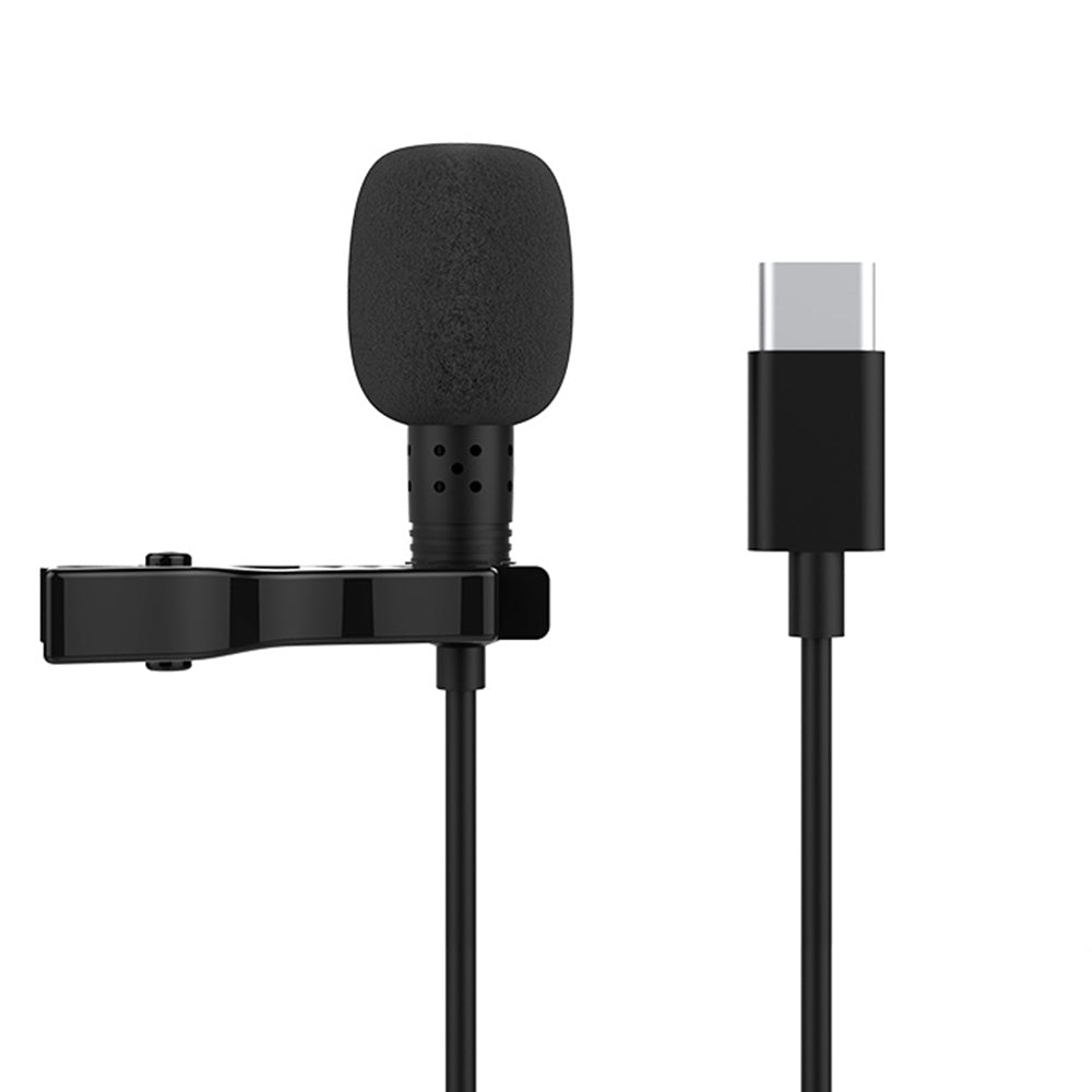 USB Lapel Microphone Clip-on Omnidirectional Microphone Lavalier Mic for Mobile Phone PC Recording Streaming Type-C Style