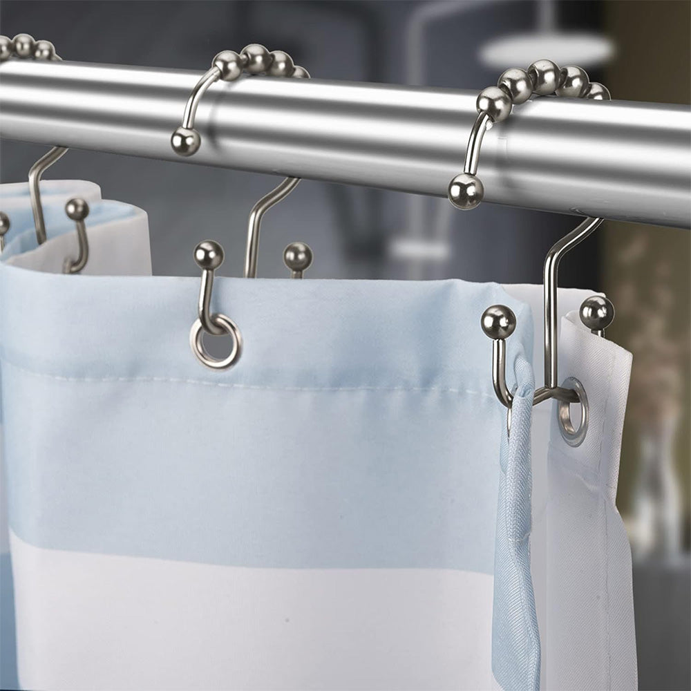 12Pcs Set Shower Curtain Hooks Metal Double Glide Shower Hanging Rings for Shower Rods