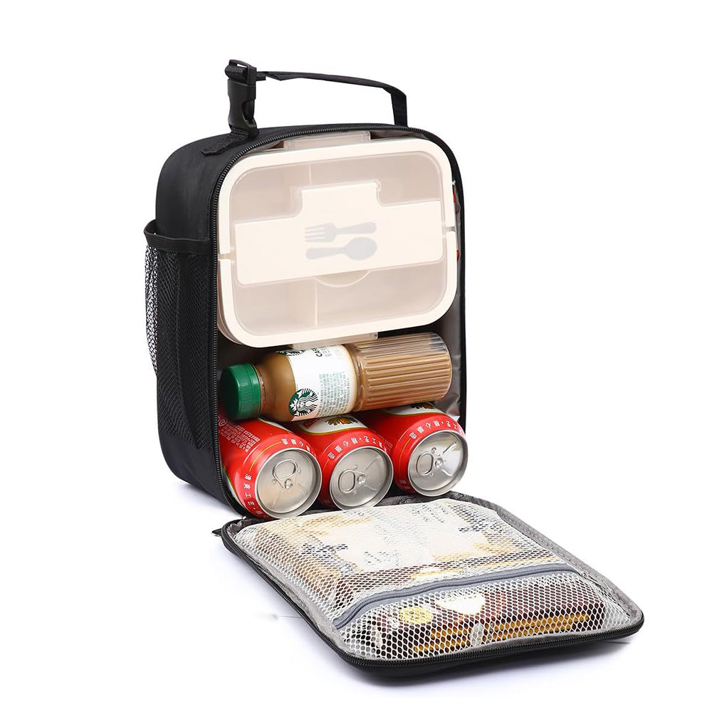 Large Capacity Insulated Lunch Box Storage Bag for Work Picnic Camping Black