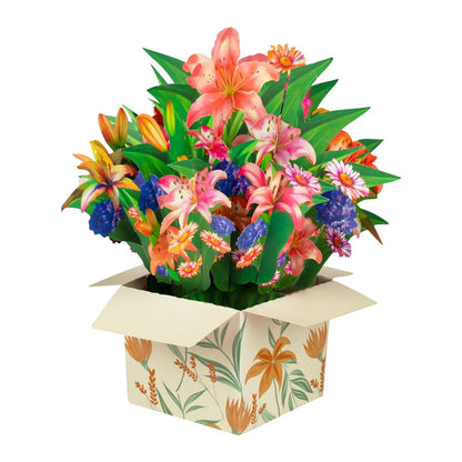 3D Popup Greeting Card Flower Paper Pop Up Cards Flower Bouquet for Mom Wife Style 2