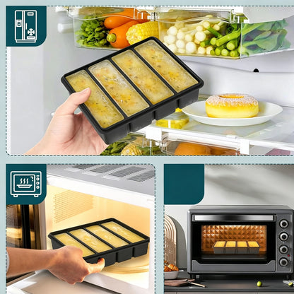 4Piece Silicone Freezer Tray Set with Lids