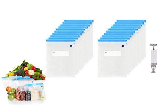 20Pcs Reusable Vacuum Sealer Bags with Manual Pump