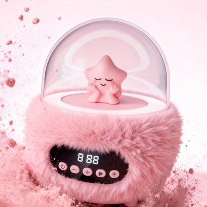 2 in 1 Portable Plush Speaker and Alarm Clock with Dual Mics  - Pink
