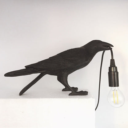USB Crow Lamp Gothic Raven Light Halloween Decor for Bedroom or Bedside Table