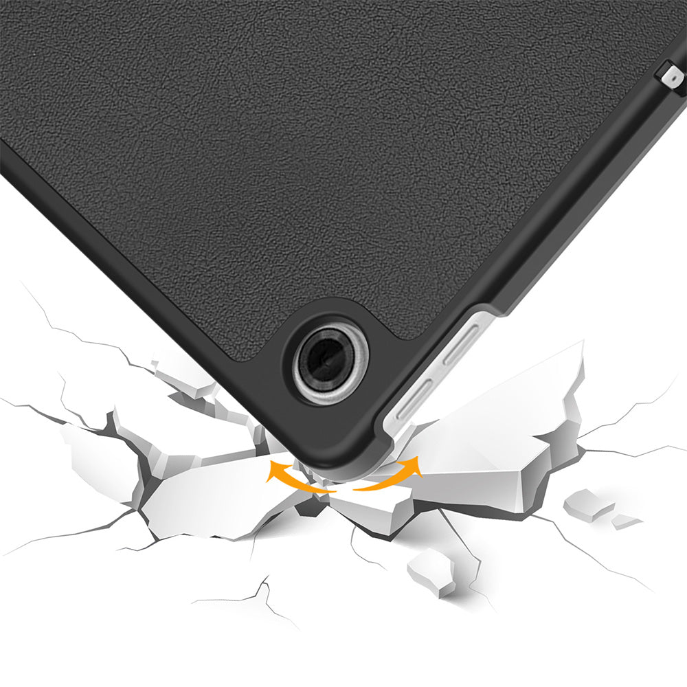 Tri-Fold Stand Case Leather Smart Cover for Lenovo Tab TB311FU 2025 10.1 Inch Black