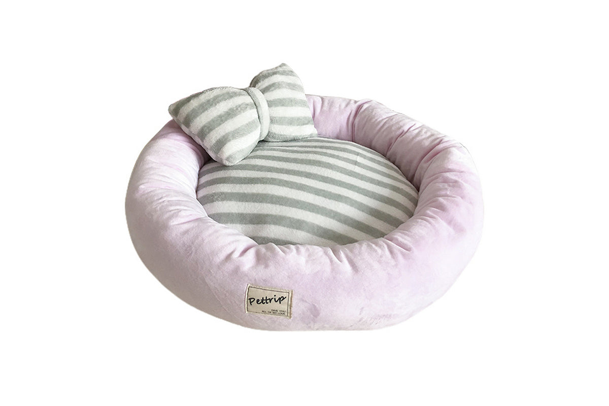 Small Calming Dog Bed for Dogs Puppy Round Washable Pet Donut Bed For Cat-Pink