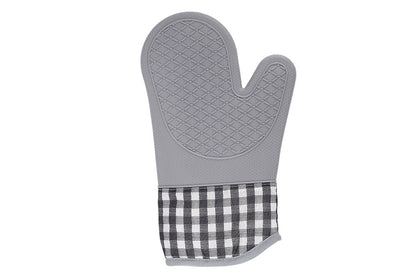 1 Pair Silicone Heat Resistant Gloves Kitchen Cooking Baking Microwave Oven Mitts-Grey