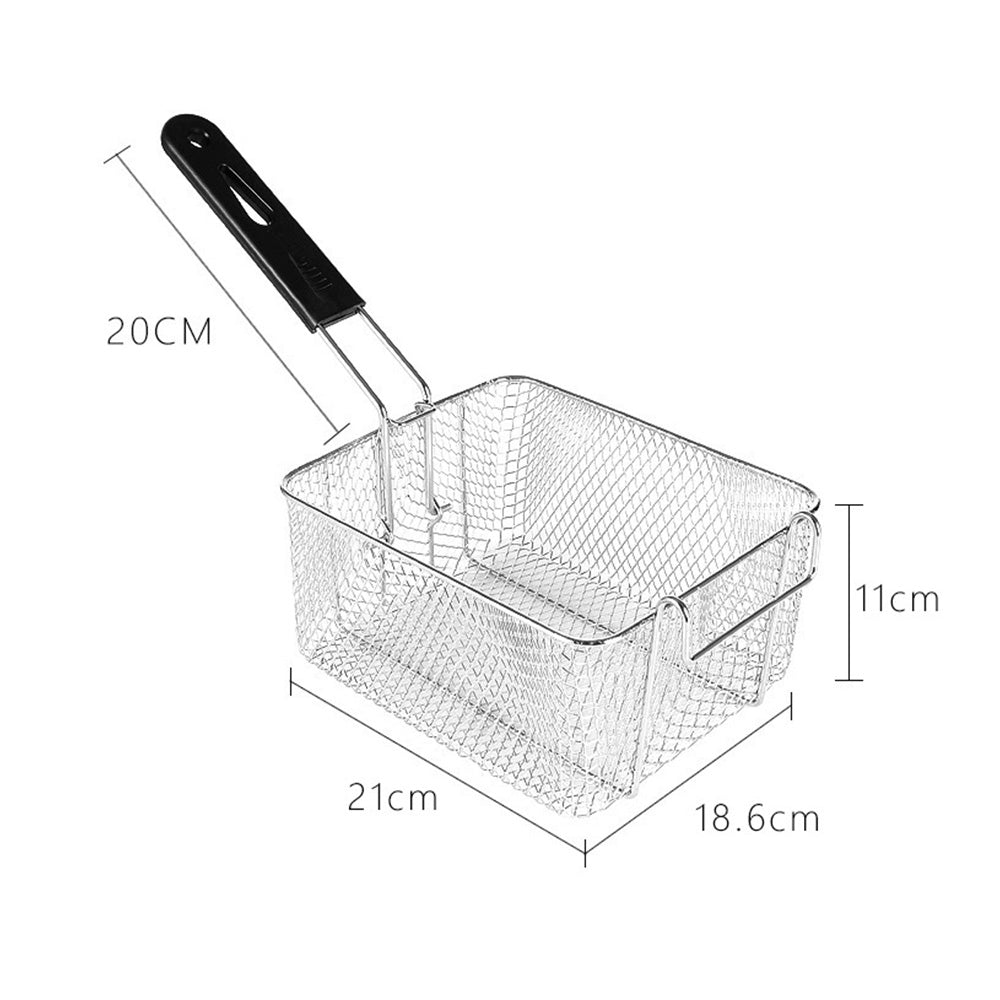 Stainless Steel Deep Fryer Basket with Removable Handle - Rhombus