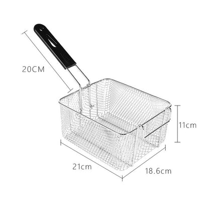 Stainless Steel Deep Fryer Basket with Removable Handle - Rhombus