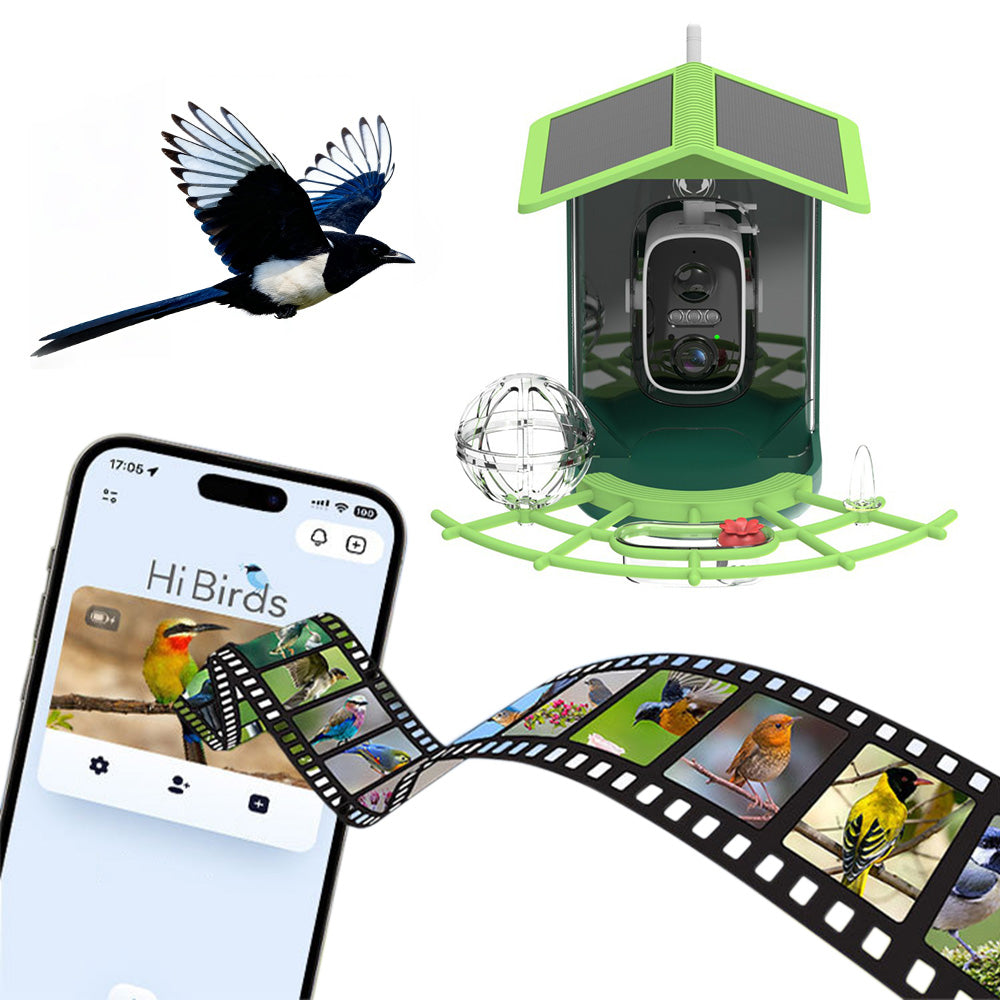 Outdoor Solar Powered Waterproof Bird Feeder with Camera for Garden