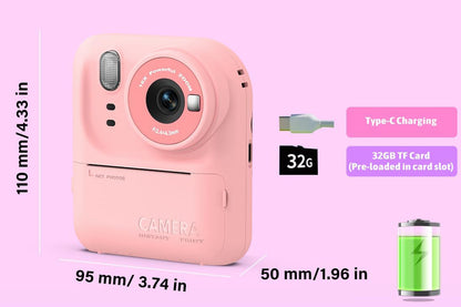 Boy and Girls Camera Instant Print Photo Portable Thermal Printing Camera-Pink
