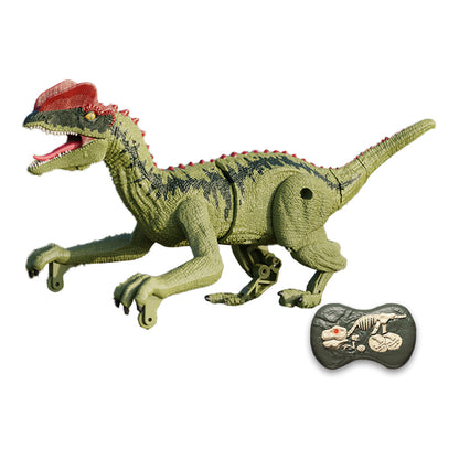 2.4Ghz Remote Control Dinosaur Toy Kids Electric RC Walking Toy Light Green Dilophosaurus