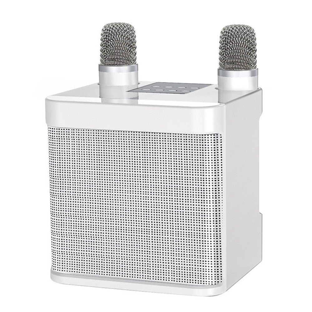 Portable Karaoke Machine with 2 Wireless Microphones Portable Bluetooth Speaker for Family Party Singing White