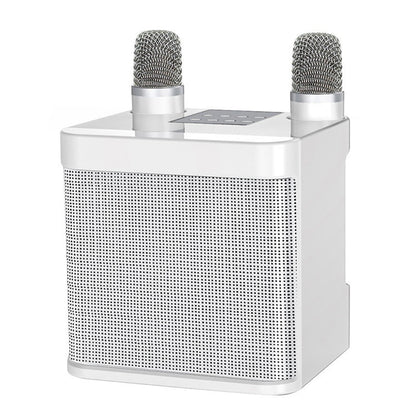 Portable Karaoke Machine with 2 Wireless Microphones Portable Bluetooth Speaker for Family Party Singing White