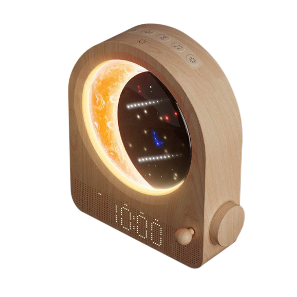 Sunrise Dual Alarm Clock with Moon Lamp Wake Up Light for Bedroom Use