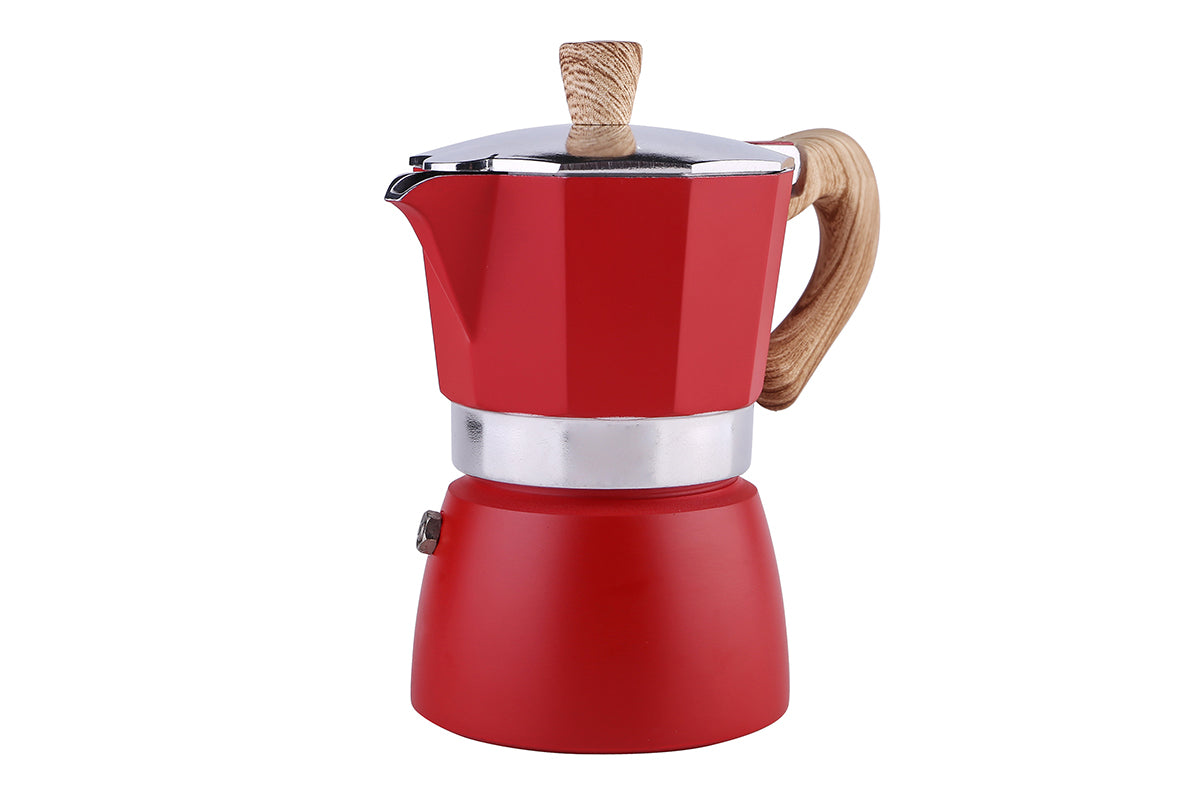 Induction Hob Converter Plate 13cm Induction Adapter Plate for Moka Pot Heat Diffuser Plate -Heat Plate and Red Moka Pot