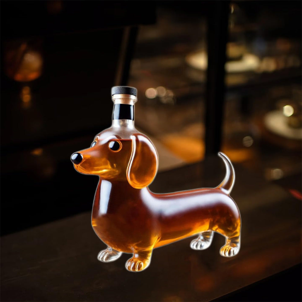 Novelty Dachshund Dog Shape Whiskey Bottle Glass Tumbler Wine Container