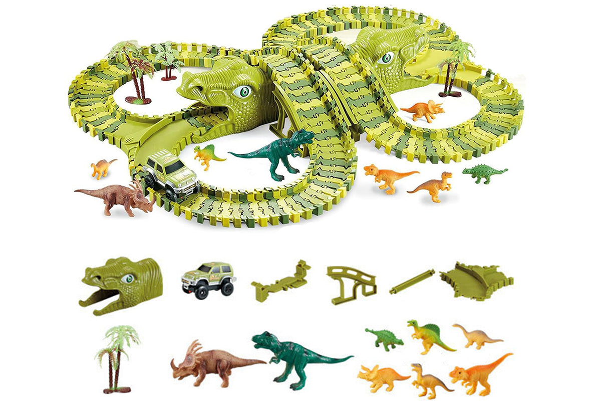 Dinosaur Track Toys Dinosaur Race Car Track DIY Puzzle Building Set