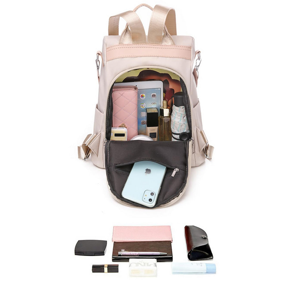 Anti Theft Women Backpack with Water Repellent for Travel Khaki