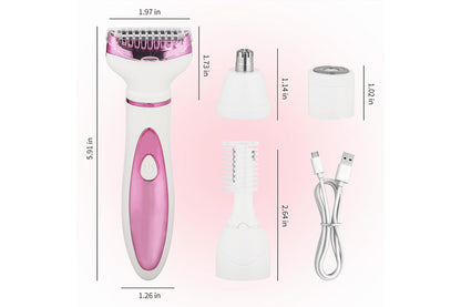 4 in 1 Wet and Dry Electric Razor Flawless Facial Hair Remover for Nose Face Leg