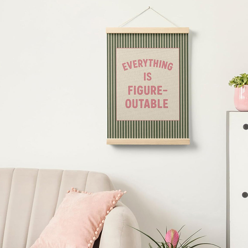 Inspirational Words Art Prints with Hanging Cord - Green