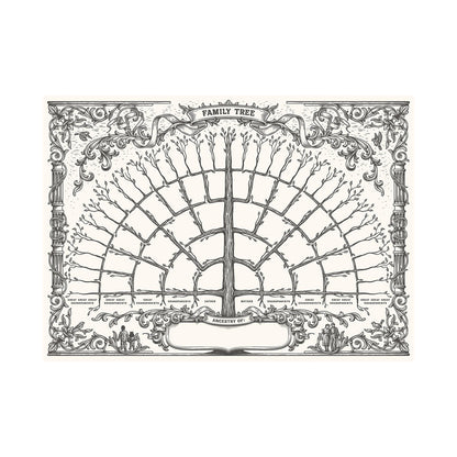 Family Tree Chart 6 Generation Genealogy Poster Blank Fillable Ancestry Chart Style 1