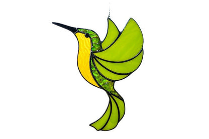 Glass Hummingbird Ornament Suncatcher Tree Spring Hanging Bird Art Window Hanging Decor-Green