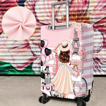 Stretch Luggage Cover for Suitcase Elastic Washable Suitcase Covers-Eiffel Tower Girl