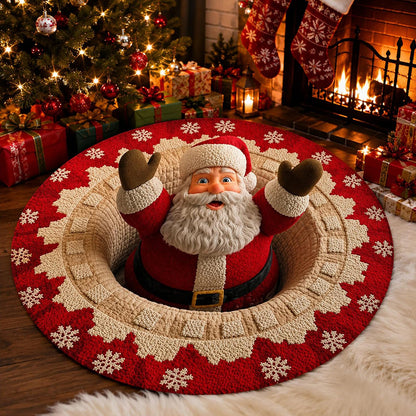 3D Quilted Christmas Polyester Velvet Floor Mat - Santa Claus