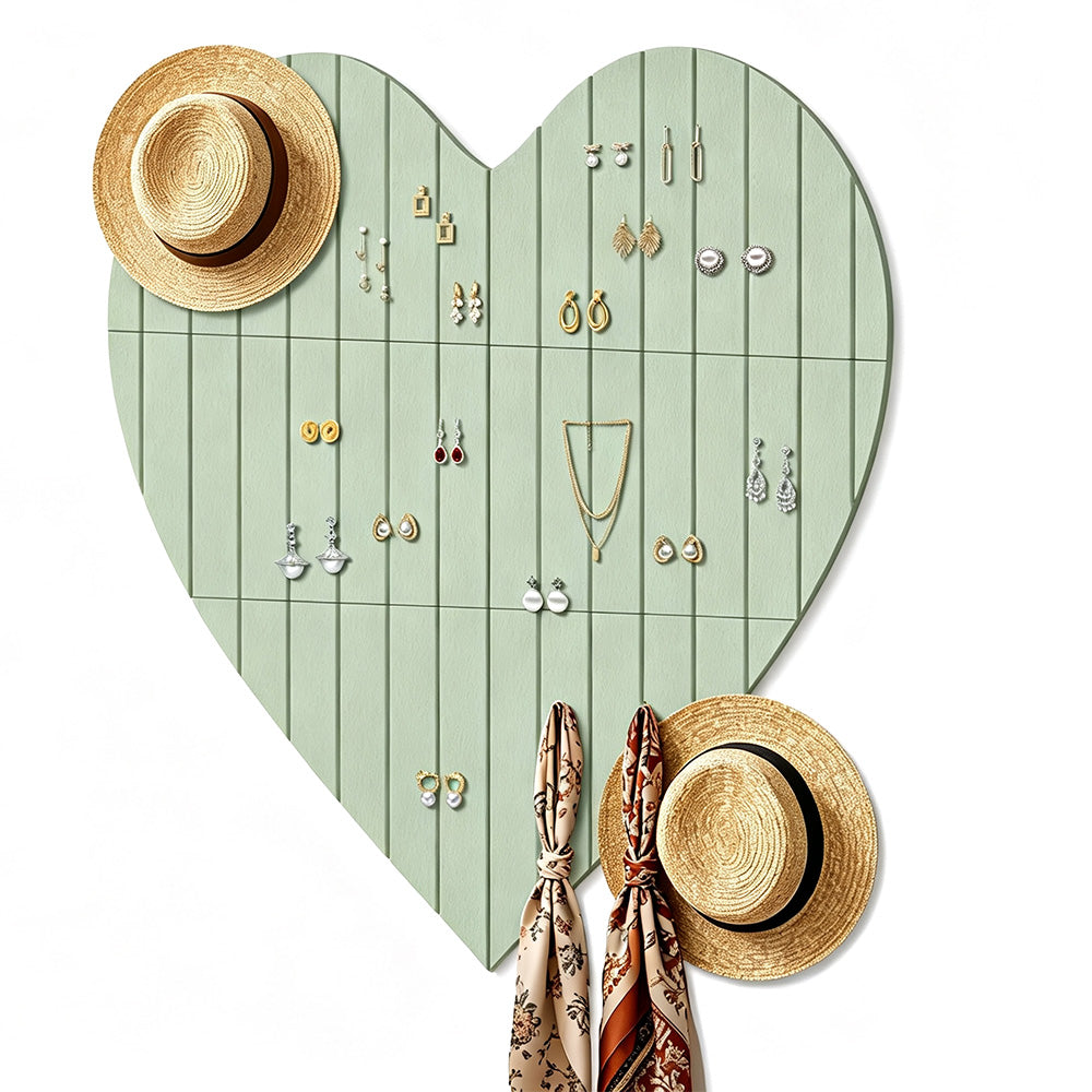 Heart Shaped Felt Photo Message Display Board - Green